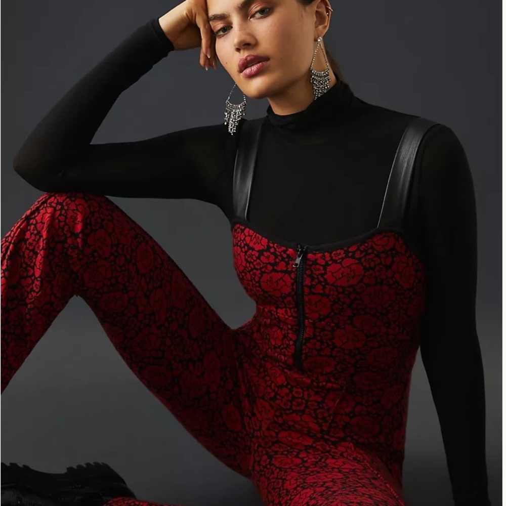 ANTHROPOLOGIE MAEVE PRINTED SWEEETHEART JUMPSUIT RED SIZE 10 NWT - Picture 3 of 14
